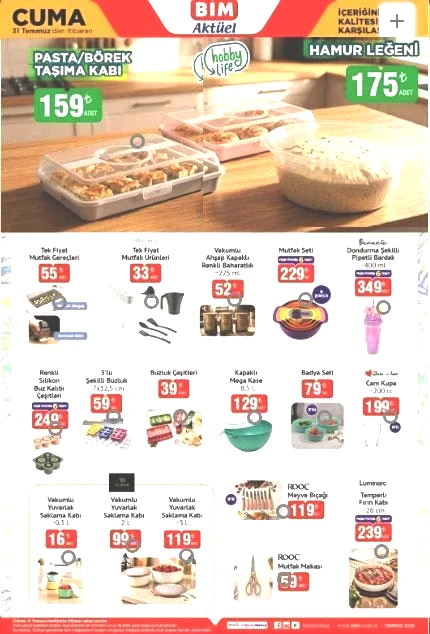 YENİ BİM AKTÜEL 31 TEMMUZ 2026: Bu hafta BİMde hangi ürünler indirimde Tefal tava çeşitleri, pasta taşıma kabı, LAV kilitli saklama kabı...
