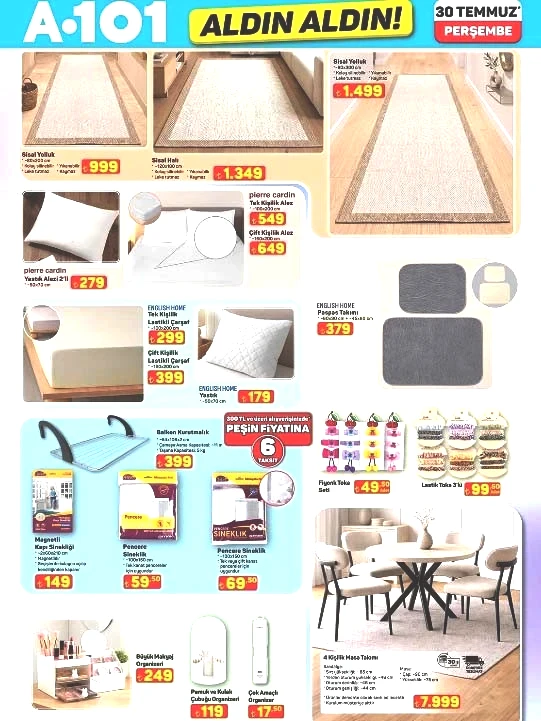 SATIŞTA A101 AKTÜEL KATALOG 30 TEMMUZ 2026 || A101 Aldın Aldın Perşembe afişi yeni neler var A101de bu hafta ankastre set, buharlı kırışıklık giderici, katlanabilir elektrikli scooter, elektrikli moped satışa çıkıyor
