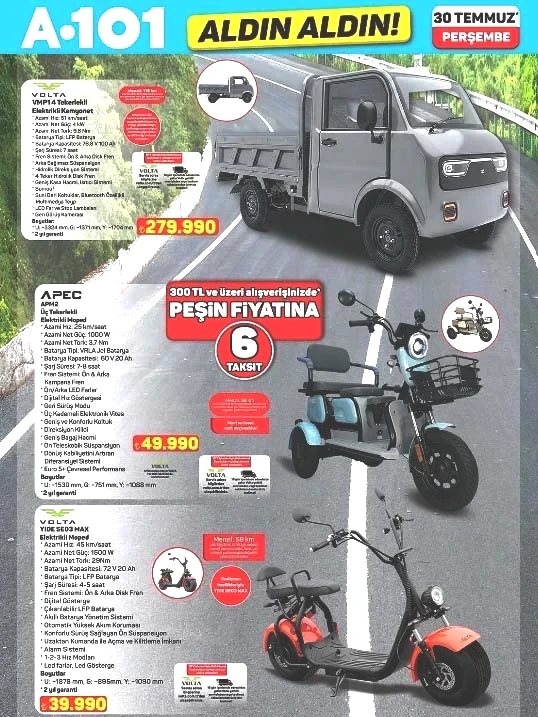SATIŞTA A101 AKTÜEL KATALOG 30 TEMMUZ 2026 || A101 Aldın Aldın Perşembe afişi yeni neler var A101de bu hafta ankastre set, buharlı kırışıklık giderici, katlanabilir elektrikli scooter, elektrikli moped satışa çıkıyor