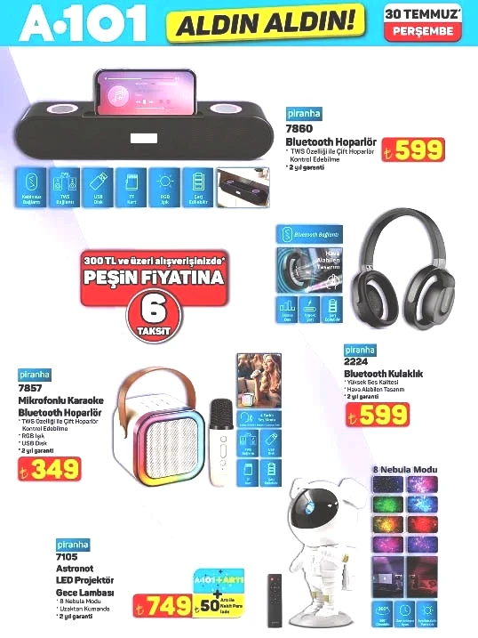 SATIŞTA A101 AKTÜEL KATALOG 30 TEMMUZ 2026 || A101 Aldın Aldın Perşembe afişi yeni neler var A101de bu hafta ankastre set, buharlı kırışıklık giderici, katlanabilir elektrikli scooter, elektrikli moped satışa çıkıyor