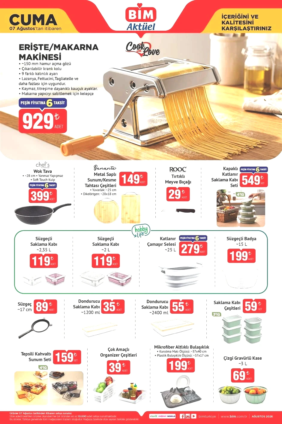 BİMDE BU CUMA İNDİRİMLİ ÜRÜNLERİ SATIŞTA BİM AKTÜEL 7 AĞUSTOS 2026 KATALOĞU - KEŞFETLİK TAM LİSTE || Bimde bu hafta neler var Bim broşürü Erişte Makarna Makinesi, Kışlık Kavanoz Kapağı Raflarda